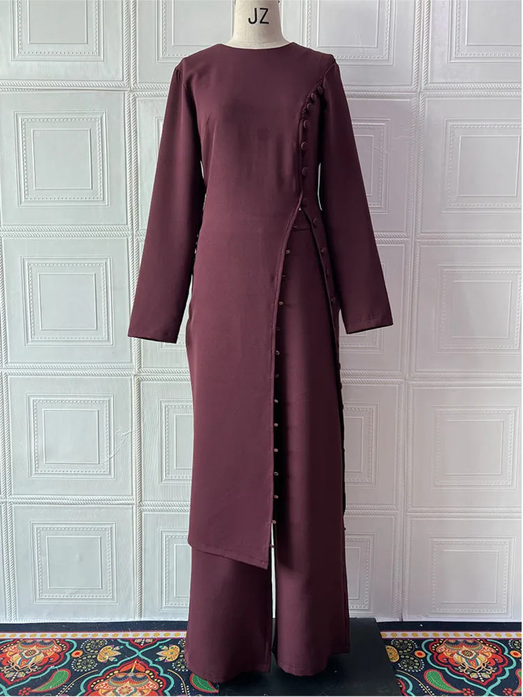 DFDG Conjunto de falda midi con bata minimalista de color puro para mujer, ropa de salón cómoda y elegante, ligera, diaria, primavera y verano 2025