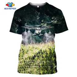 SONSPEE Agricultural Drone Pattern 3D Printed Casual Quadcopter Racing Original Collar T-shirt Men Women Punk Hip-hop Farm Tops