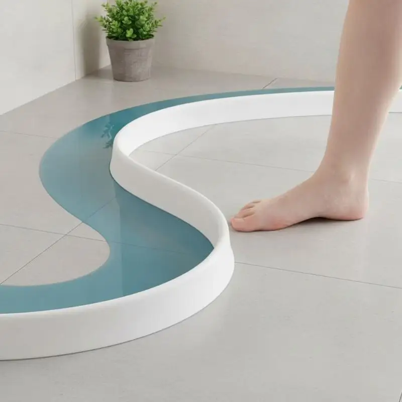 Silicone Foldable Self Adhesive Shower Water Barrier Edge Seal Strip for Bathroom Bath Wet Room Sink Leak Prevention