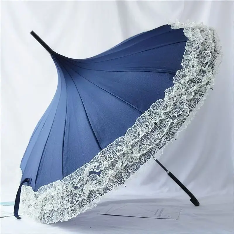 16 osso estilo francês pagode guarda-chuva renda guarda-chuva de casamento alça longa pólo reto guarda-sol e guarda-chuva de proteção solar
