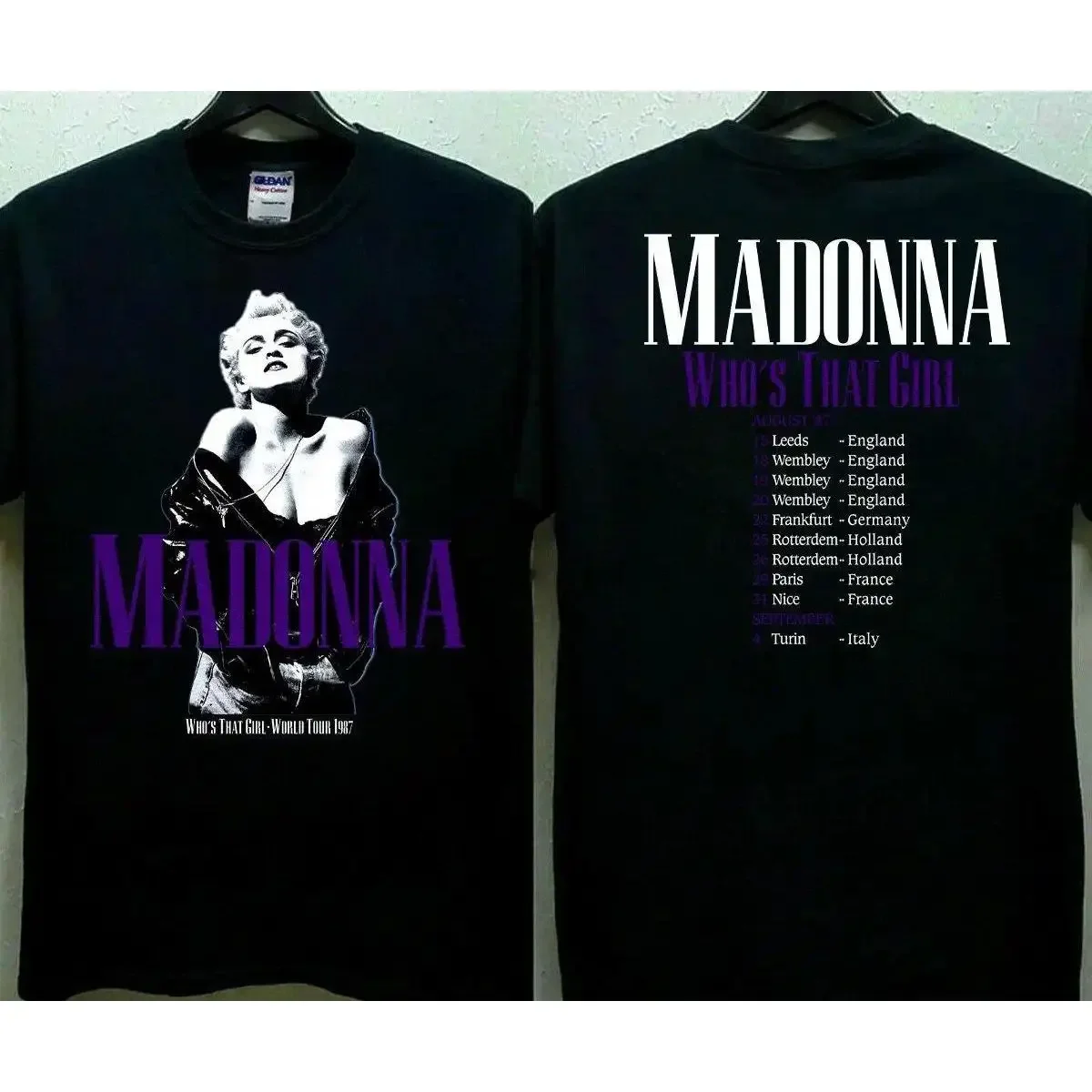 Camiseta Madonna Who\U2019S That Girl World Tour 1987, camiseta Madonna Tour '87, camiseta Madonna, camiseta Pop Tour, camiseta musical de los años 80