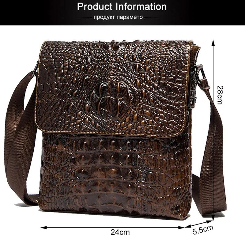 

Crossbody Brand Men's Shoulder Bags Men Genuine Leather Crocodile Pattern Fashion Business Man Messenger Bag Alligator 9881