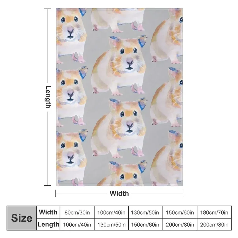 Colorful Hamster Watercolor Throw Blanket Softest Decoratives Blankets