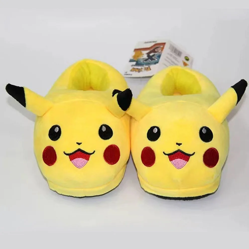 Pokemon Lovely Pikachu Cotton Slippers Kawaii Kids Girls Indoor Anti-slip Winter Warm Full Wrap Charm Slippers Trend House Shoes