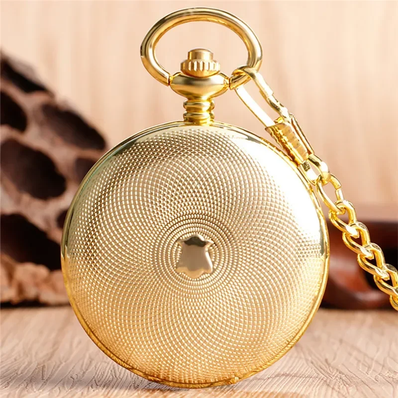Luxury Pocket Watch Hollow Out Case Handwind Mechancial Watches for Men Women Golden Pendant Chain Collectable Clock