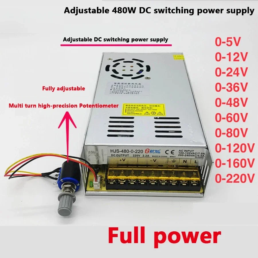 High-Quality Adjustable voltage current 480W digital display switching power supply 24V/36V/48V/80V/120V/160V/220V/5V/12V