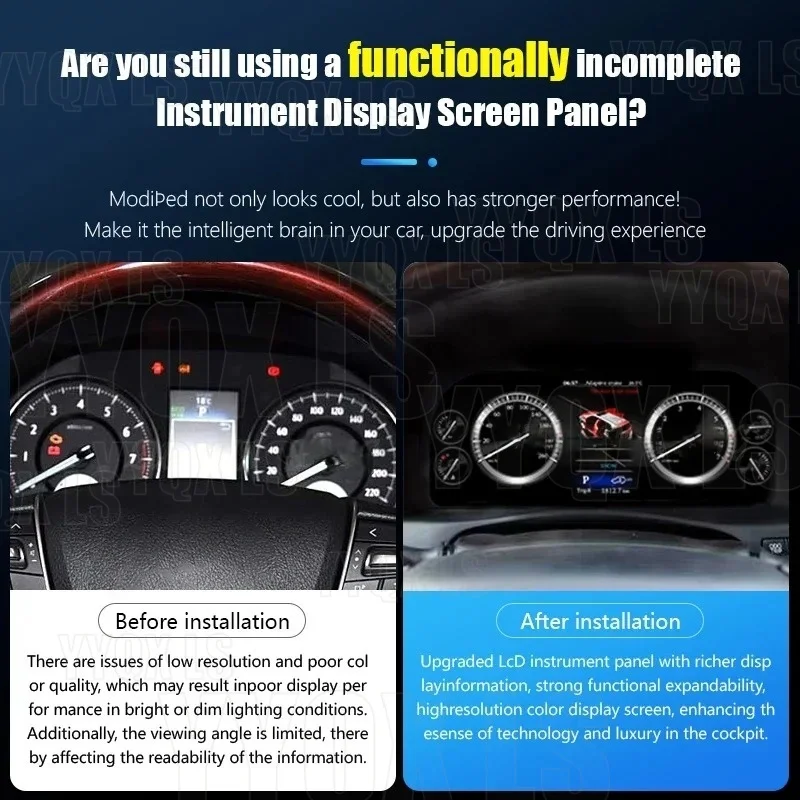 LCD Instrument Cluster Digital Dashboard Panel For Toyota Alphard 20 Series 30-35 Series Virtual Cockpit Speedometer Plug & Play