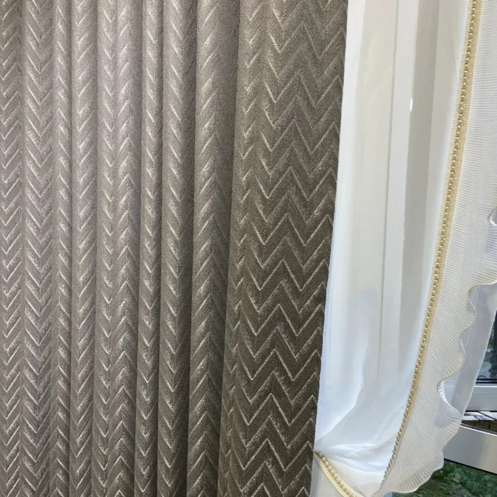 

Современные шторы с узором синели, простые жаккардовые полосатые легкие роскошные шторы в японском стиле для гостиной, дома по индивидуальному заказу