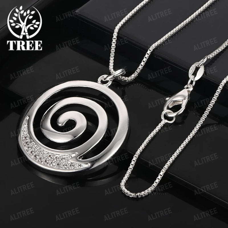 925 فضة تاج زهرة مربع جولة دوامة قلادة قلادة المرأة حفل زفاف نوبل مجوهرات اكسسوارات هدية لطيفة