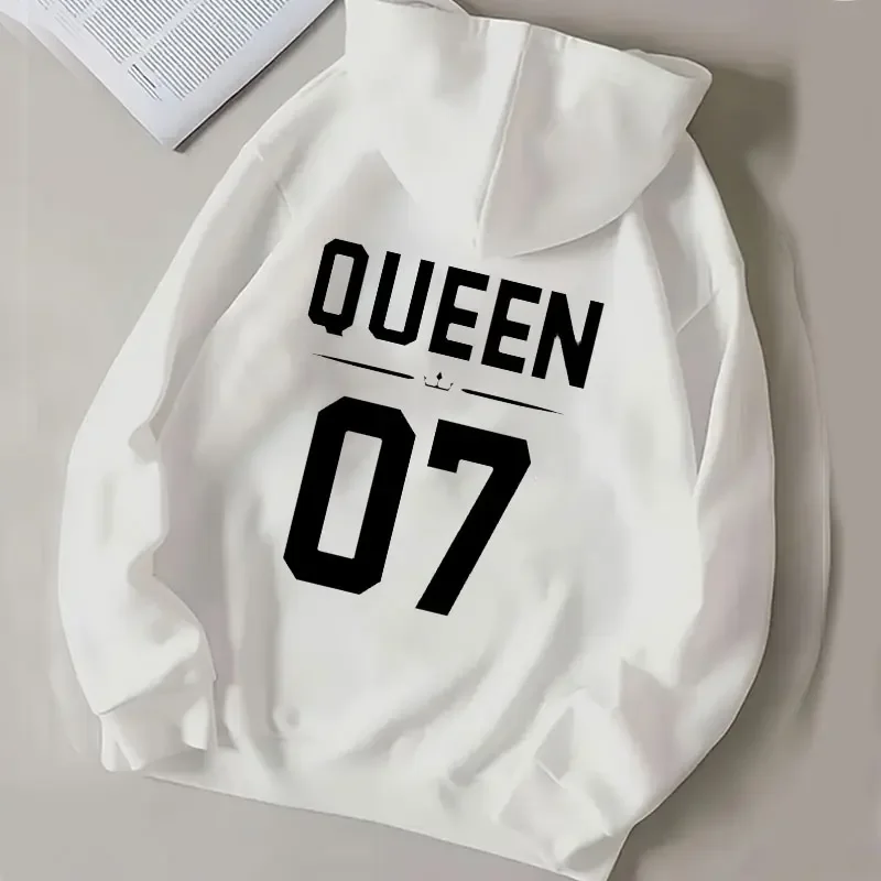 King Queen Heat Transfer Decal Hoodie Heat Transfer Stickers for Couple Lover Autumn and Winter Iron on Decals for DIY Clothing