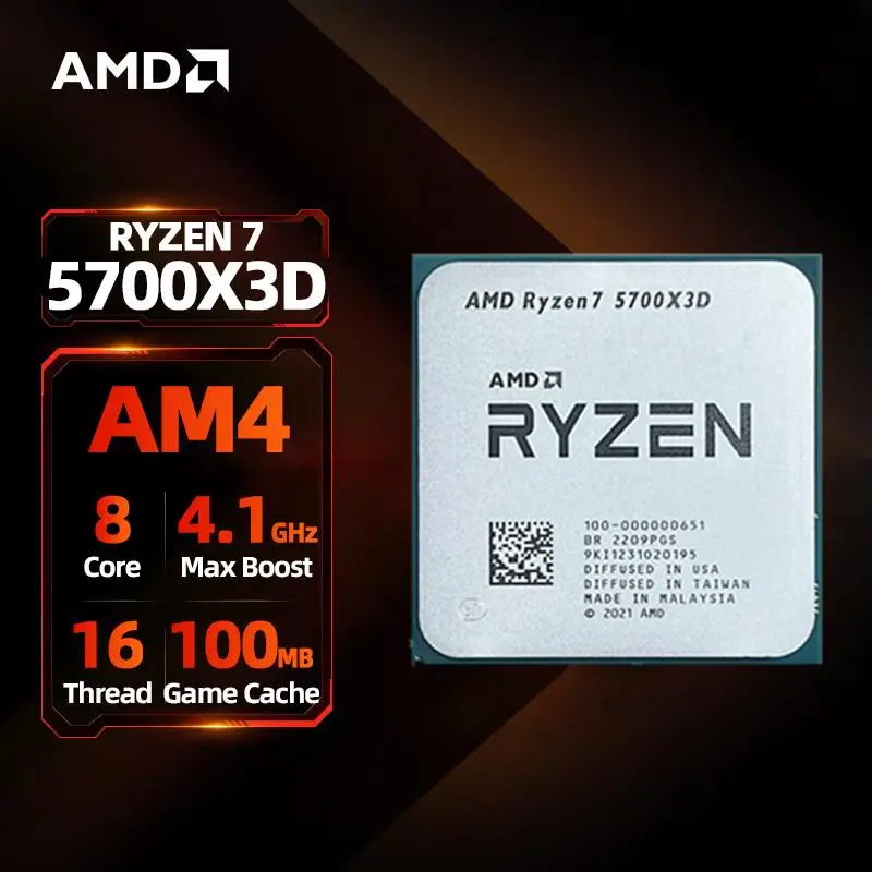 Top AMD RYZEN 7 5700X3D 100% Brand New CPU Gaming Processor 8-Core 16-Thread 4.1GHz 7NM 100MB Game Cache Socket AM4 Processor