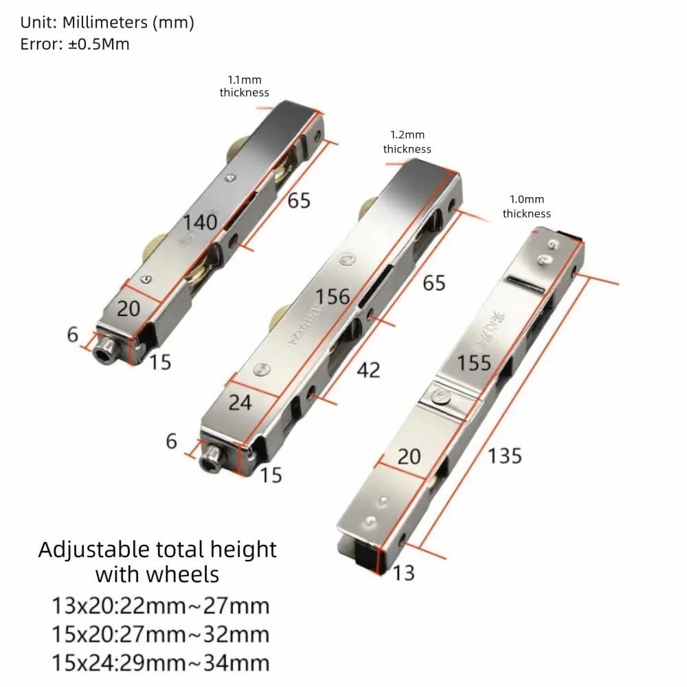 باب من الفولاذ المقاوم للصدأ انزلاق الأسطوانة تحمل بكرات مزدوجة النحاس عجلة فتحة عجلة تركيبات الباب المنزلق الصامت