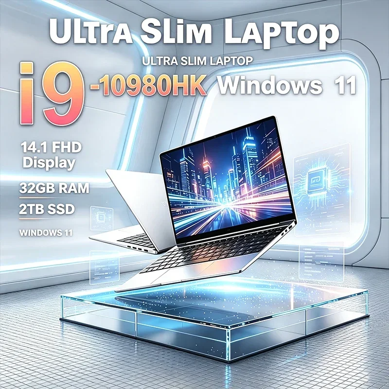 120Hz FHD IPS Screen 14.1 Inch Laptop Intel I9-10980HK 32GB Large RAM 2TB Fast SSD Backlit Keyboard Long Durable Battery