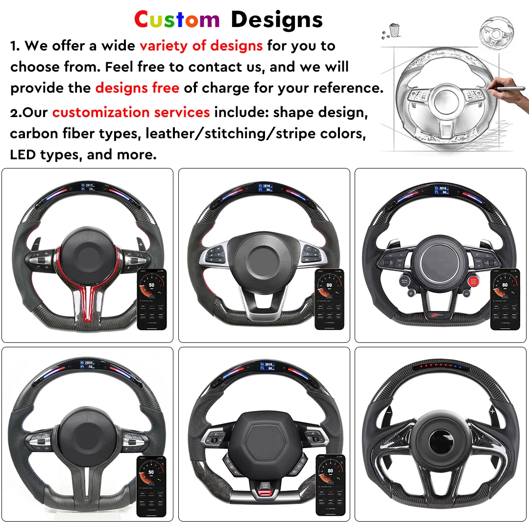 LED Performance carbon fiber Steering Wheel Display Compatible for VW mk7 mk7.5 GTI