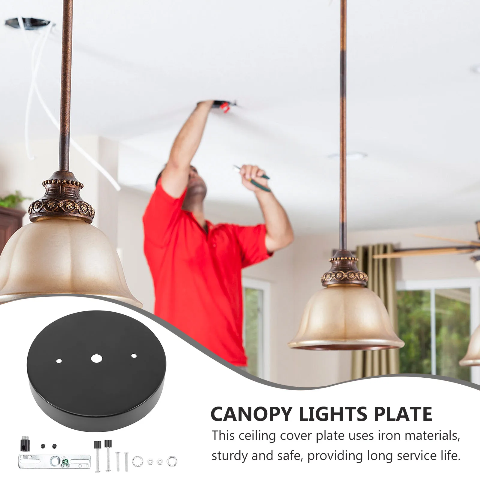 

1 Set Metal Canopy Lights Cover Ceiling Plate Strong High Durability Light Accessory
