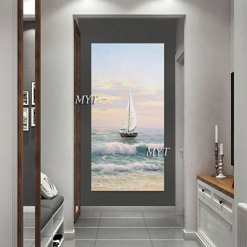 

Large Size Beautiful Sea Sailing Boats Abstract Painting Wall Art Pictures For Hotels High Quality Home Decoration Canvas