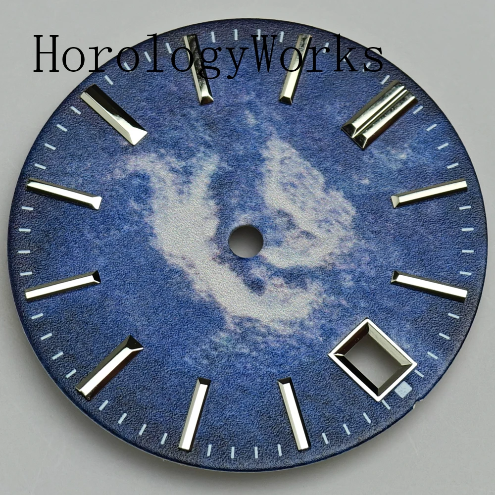 أجزاء الساعة 28.5 ملم قرص معقم مناسب لحركة NH35 أزرق أخضر أحمر مناسب 3/3.8 تاج الساعة