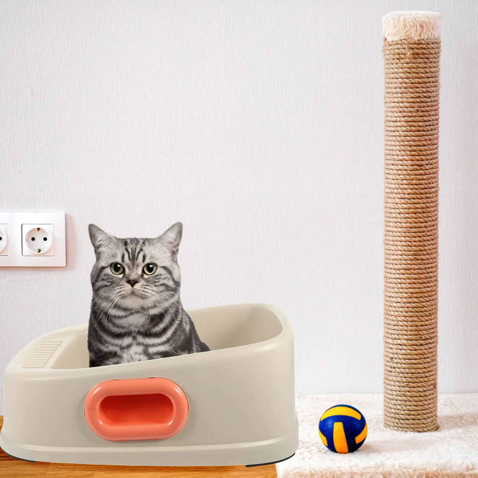 

1Set Cat Litter Box Large Capacity Strong Material Easy Clean Semi Enclosed for Cats Sand Box Pet Supply Litter Pan