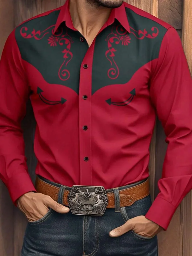 2025 men's shirt business button shirt summer long sleeved lapel vacation shirt fashionable temperament casual top