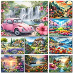 Nuovo fai da te 5D pittura diamante cascata auto mosaico completo paesaggio fiore lago diamante ricamo arte strass per la decorazione domestica