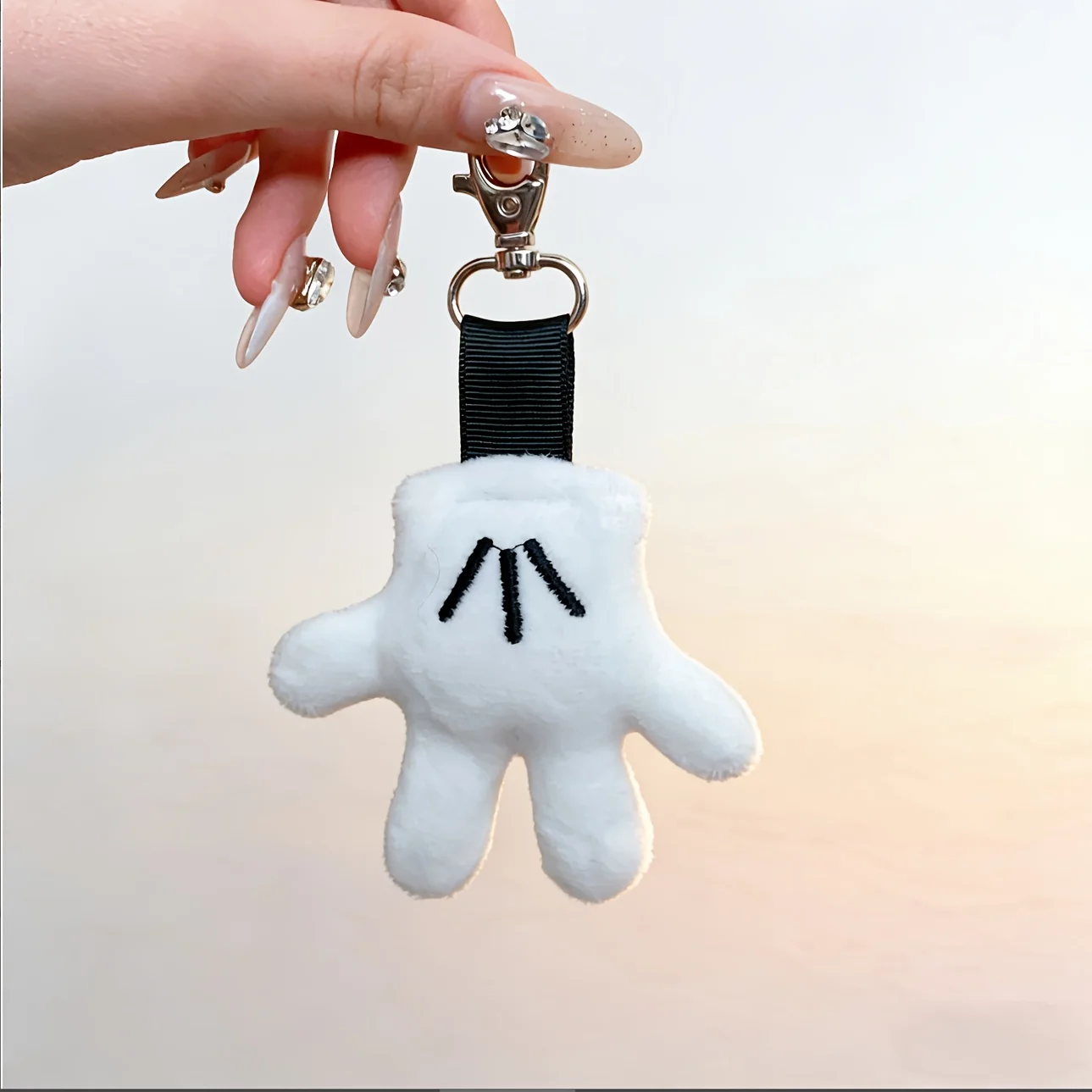 Disney Mickey Plush Glove Keychain - Women's Bag Decoration, White Synthetic Leather, Playful Design. Perfect Holiday Gifts - view 5