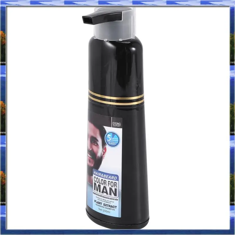 شامبو صبغ اللحية الدائم للرجال لإزالة شعر اللحية باللون الأبيض والرمادي وشامبو اللحية للرجال 200 مل