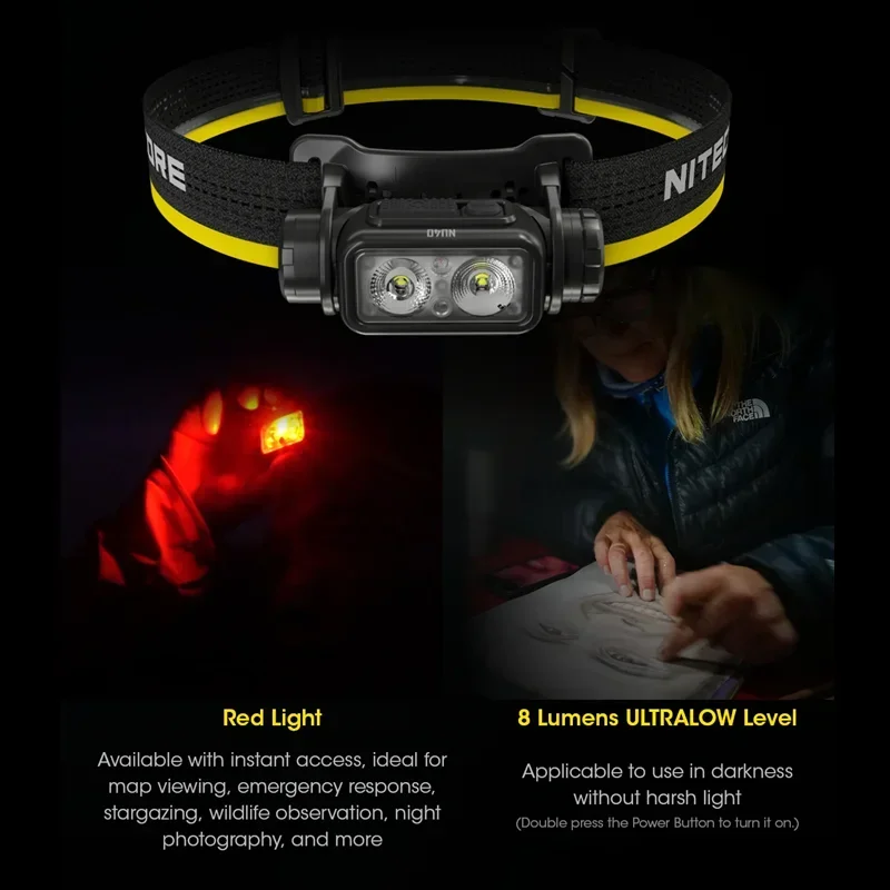 NITECORE NU40 1000Lumens 5 Lighting Modes Rechargeable Compact and lightweight Headlamp For Trail Running Work Fishing