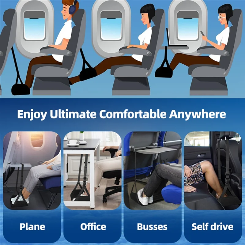 

ABMH-Newest Airplane Foot Hammock Airline Foot Rest With Removable Pad Foot Rest For Travel
