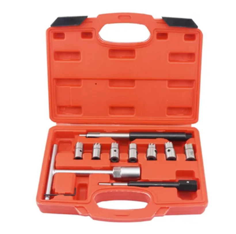 

Injector Remover 7/10/17Pcs Diesel Injector Seat & Cleaner Carbon Remover Seat Cutter Milling Cutter Set Universal Car Tool Kit