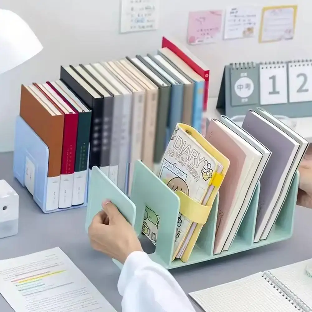 Desktop File Storage Rack Macaron Colored Plastic Folder School Company Office Vertical Book Notebook Holder Organizer Supplies
