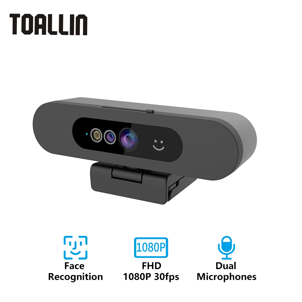 TOALLIN webcam 1080P 30fps PC Camera Fixed-Focus with Dual Noise-Reduction Microphones Windows Hello Compatible with Win10/Win11