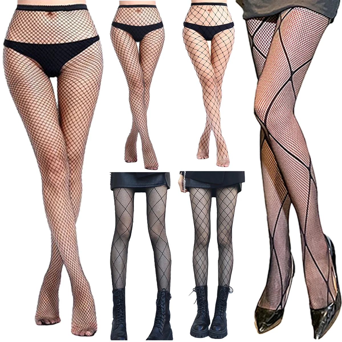 Big Size Mesh Rhomboid Stripper Fancy Modern Pantyhose Transparent Woman Net Socks Romantic Tights Thin Sheer Special Edition