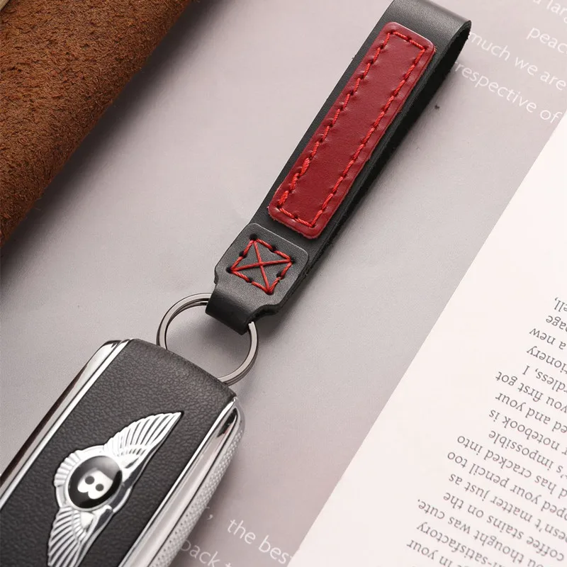 Fashion Real Leather Keychain Business Gift Leather Key Chain Car Auto Key Strap Waist Wallet KeyChains Keyring Keyholde
