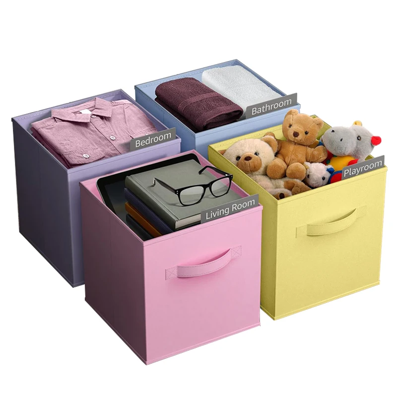 Non Woven Fabric Bin Fabric Cloth Storage Box for Book Clothes Toys Storage Foldable Closet Drawer Storage Organizer Bins Basket