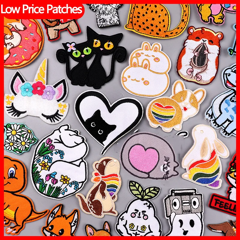 Niedriger Preis Tier Katze Patch Cartoon Stickerei Patch Eisen auf Patches für Kleidung Thermo kleber Patches nähen Kleidung Applikation
