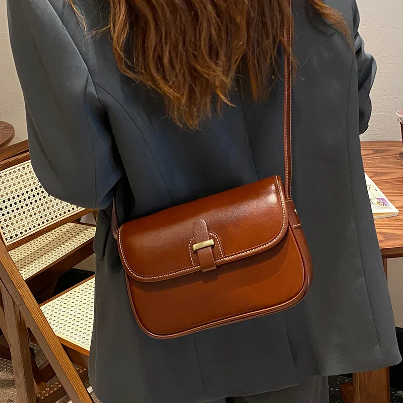 Women\'s Real Leather Messenger Bag 2023 Spring and Summer New Fashion Handbag Small Square Bag Lady High Sense Shoulder Bag