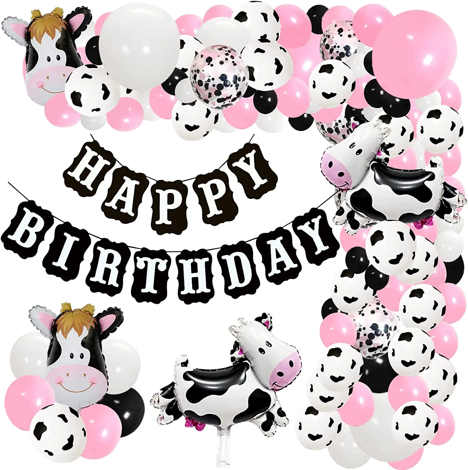 Cow Party Decorations Farm Animal Balloon Garland Kit for Girls Birthday Baby Shower Wedding Tea Party Supplies