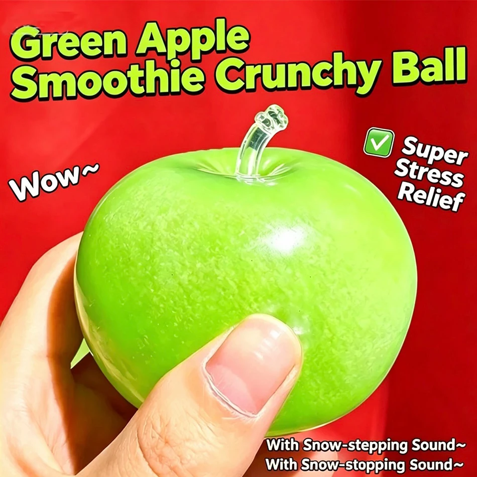 Green Apple Slushie Stress Ball Squishy Toy Crunchy Moldable Non-Bounce Sensory Fidget Toy Medium Grip Strength Training Gift