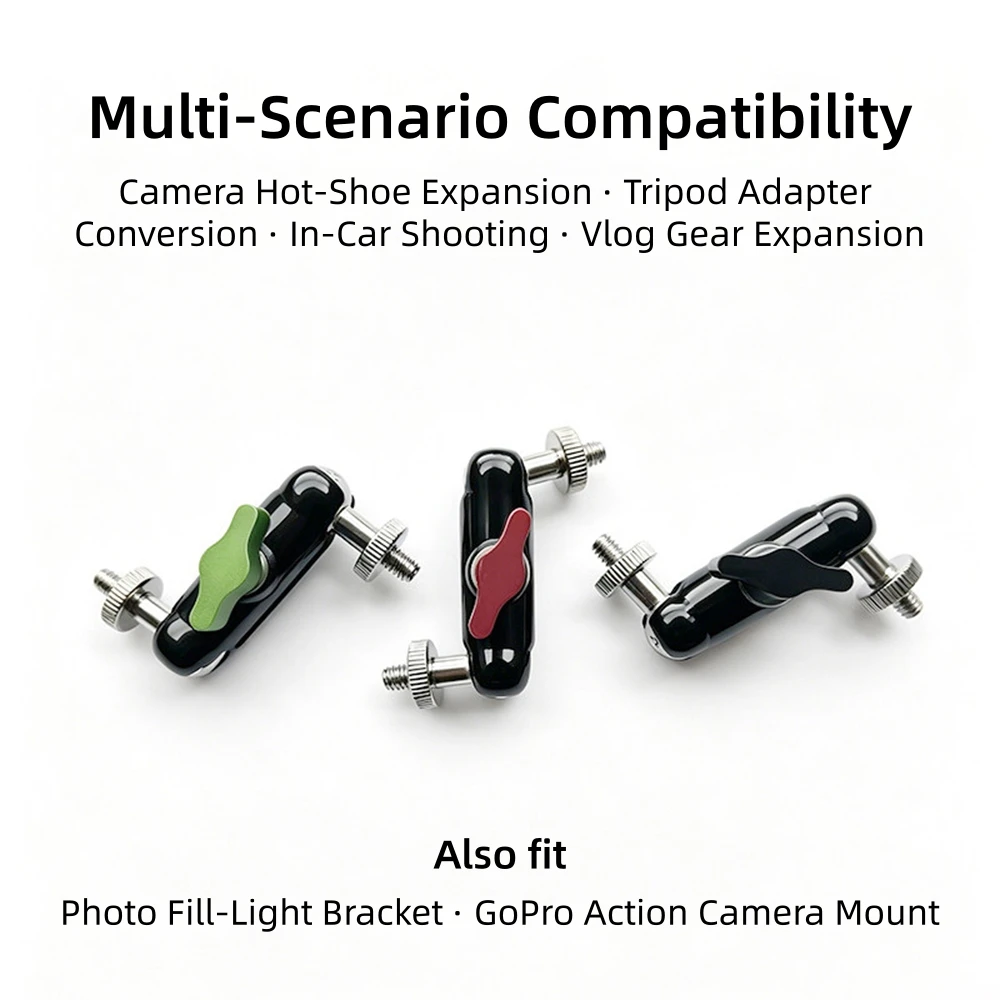 360° Rotatable Magic Arm Bracket 1/4 Screw Converter 17mm Ball Head Swivel Joint for Tripod Phone Holder Camera Fill Light GoPro view 4