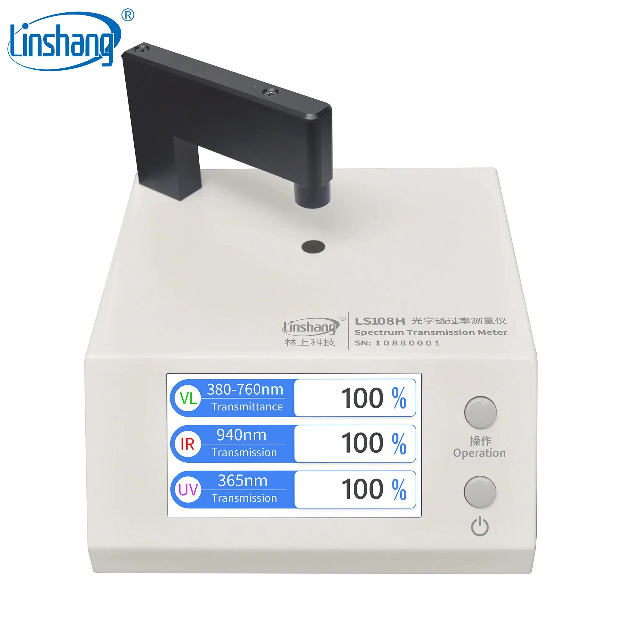 Linshang-Transmittance Meter, Transmission Meter with 365nm UV 940nm IR 380-760nm VL for Teinted Window Film Glass LS108H