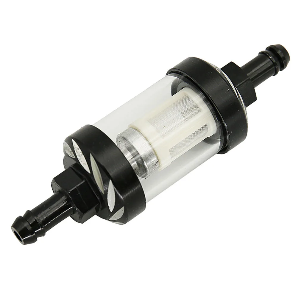 استبدال فلتر زيت الدراجة النارية ذو الغلاف الزجاجي الشفاف، فلتر الوقود المطلي بالكروم الأزرق، فلتر وقود الدراجة النارية، سهل التركيب