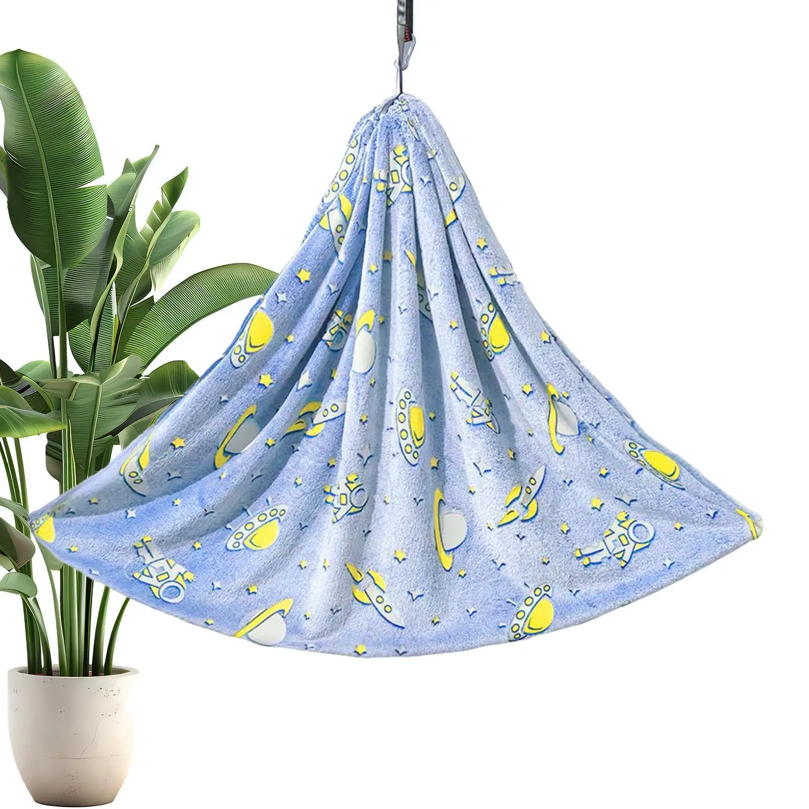 Kid Swing Chair Glowing-in-the-Dark Sensory Hammock Chair Flannel Blanket Soft For Outdoor Indoor Children's Room Bedroom Travel