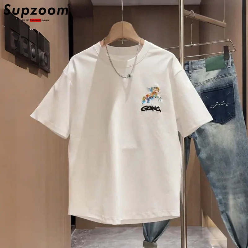 Supzoom New Arrival Summer Top Fashion Neutral Artistic Texture Foam Printing O-neck Casual Heavy Cotton Ins Loose Men Tshirt