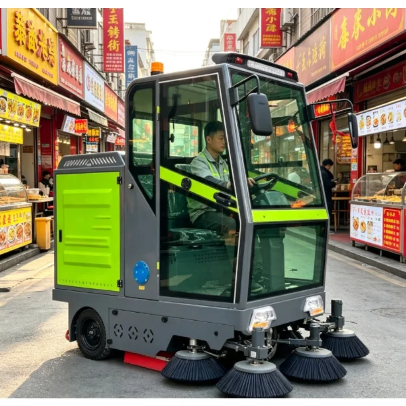 Smart Ride-On Floor Sweeper Scrubber with Reverse Camera for Large Public Area Shopping Mall