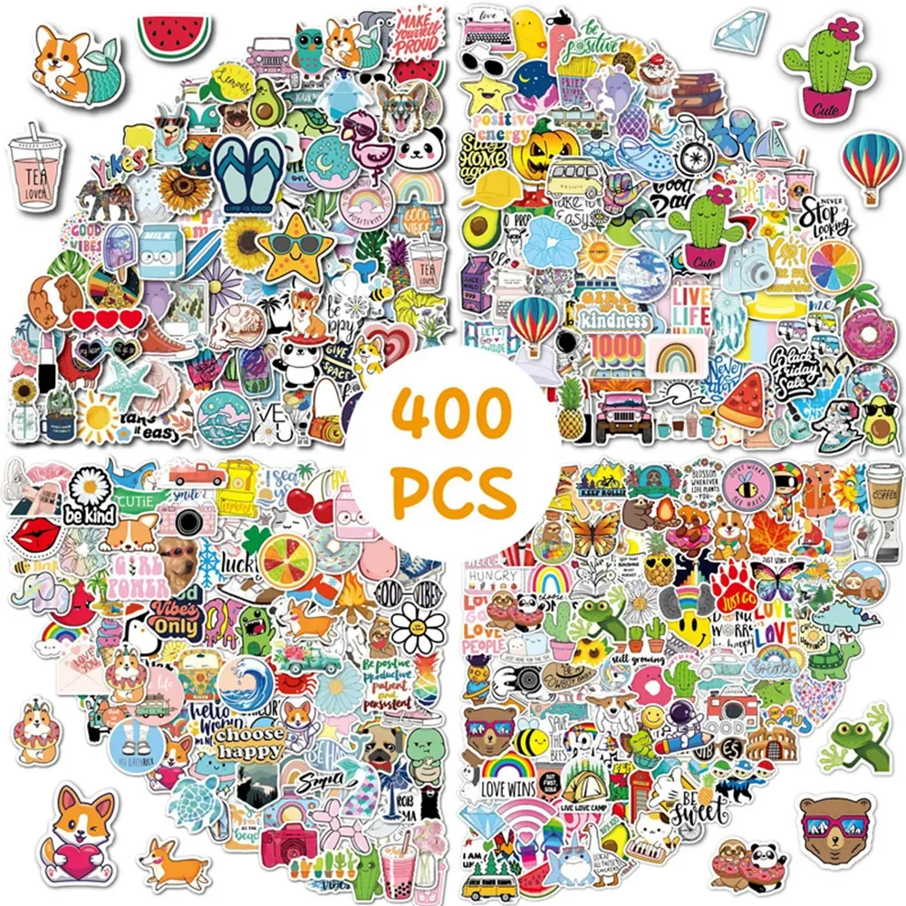 400PCS Trendy Aesthetic Stickers for Water Bottle Laptop Vsco Stickers Waterproof Vinyl Cute Stickers