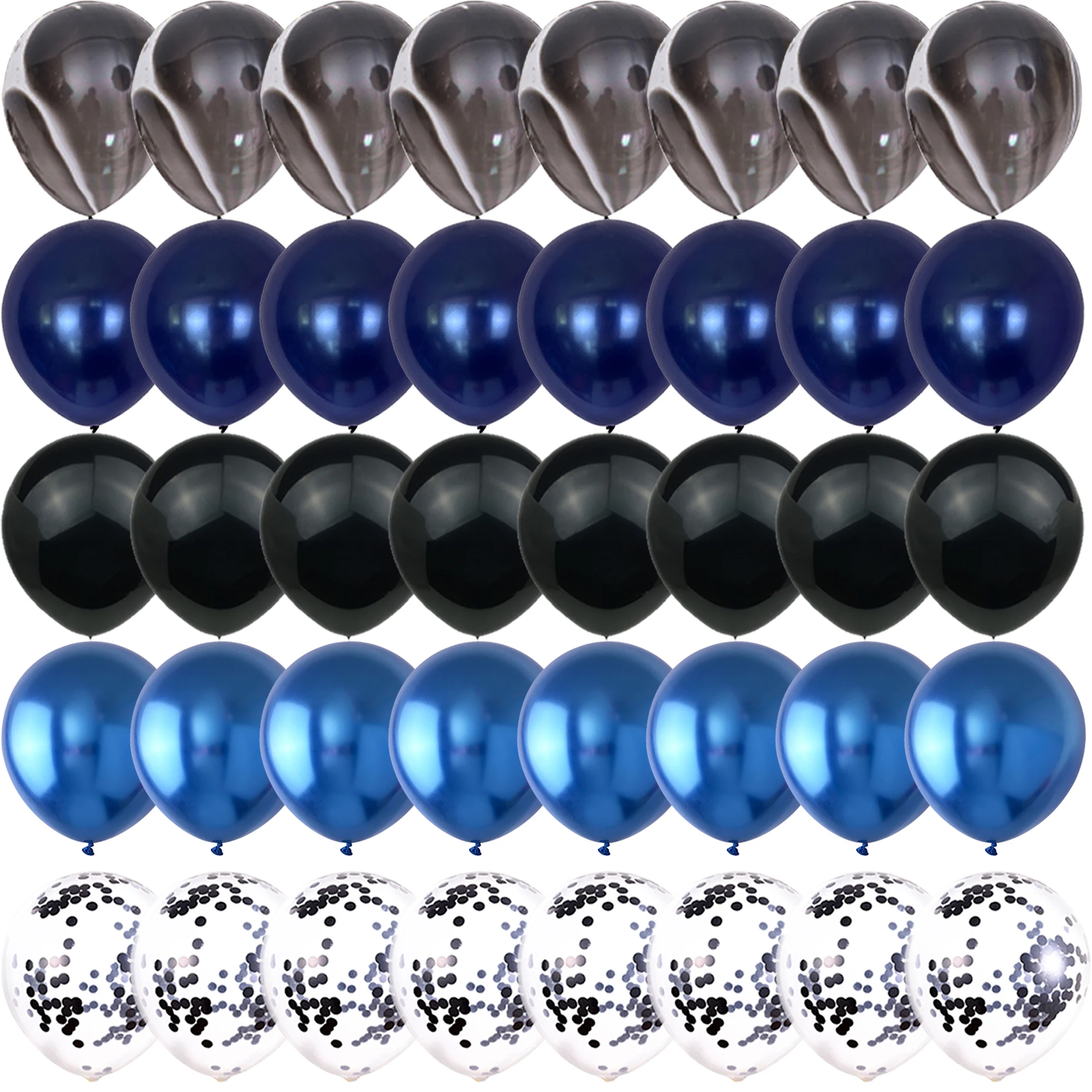 40PCS Blue metallic black glitter Balloons Gender Reveal Wedding Valentine's Day Baby Shower Birthday Globos Party Decorations