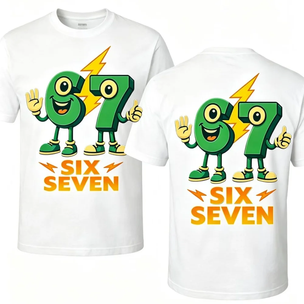 

2026 New Children's T-Shirt 67 Cartoon Printed Double-Sided Casual Short Sleeved Top For Men And Women