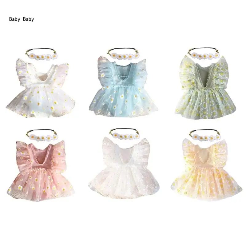 

Newborn Photography Tulle Skirt Flower Headband Photo Props Infant Photo Outfit Q81A