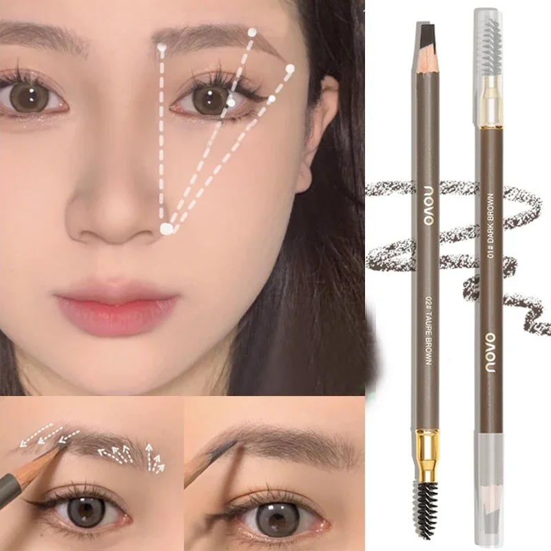 قلم الحواجب طويل الأمد مقاوم للماء غير ملطخ قلم الوشم كحل ماكياج Microblading عيون الخشب مستحضرات التجميل مع مشط الحاجب