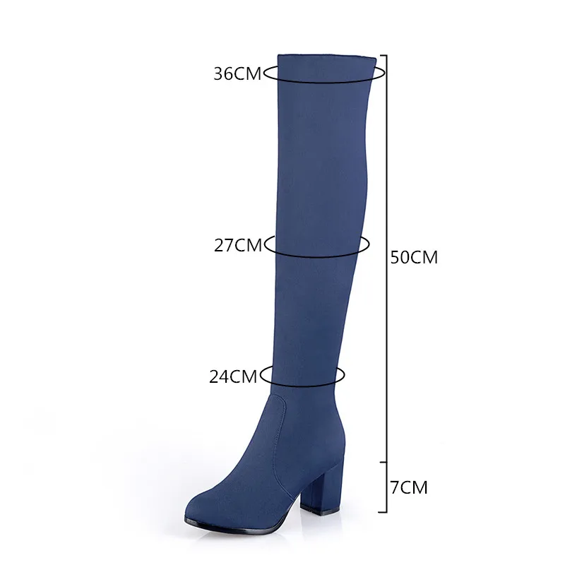 

YQBTDL 2026 Winter Autumn Sexy Flock Leopard Over The Knee Knight Boots Ladies Blue Block Heels Long Riding Shoes for Women